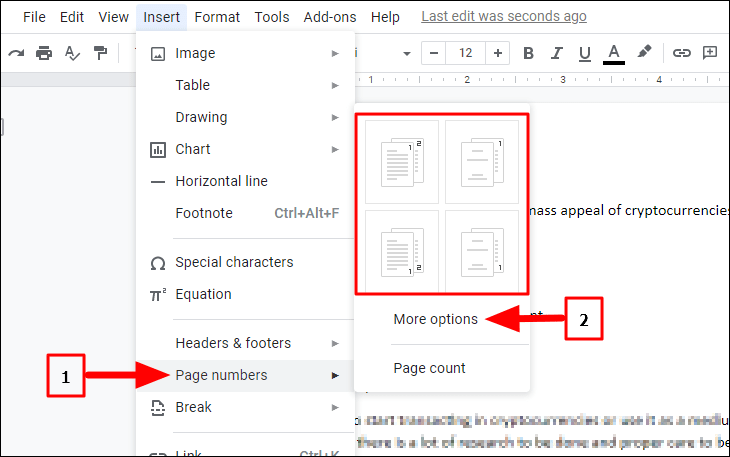 how to put page numbers on google docs on the right side